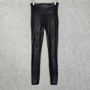 Spanx Womens Faux Leather Leggings Size S Black High‎ Rise Pull On Clubwear